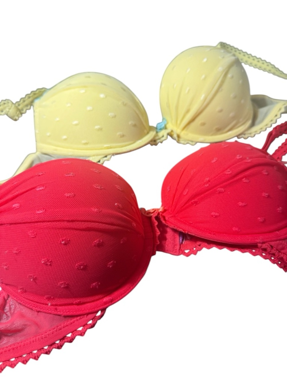 Adore Me Polka Dot Push Up Bra Set 36B Red + Yellow No Size Tags Bundle - Picture 11 of 11